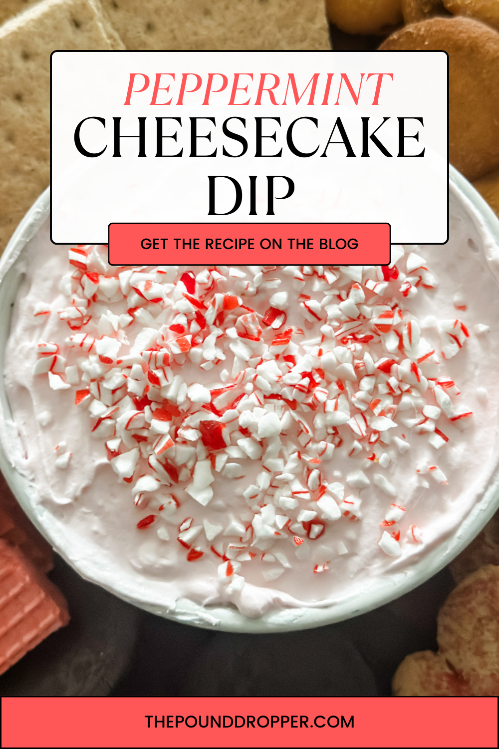 This Peppermint Cheesecake Dip is an easy no bake dessert dip that is perfect for the holidays! This Peppermint Cheesecake Dip will be a festive addition to your holiday party spread! via @pounddropper