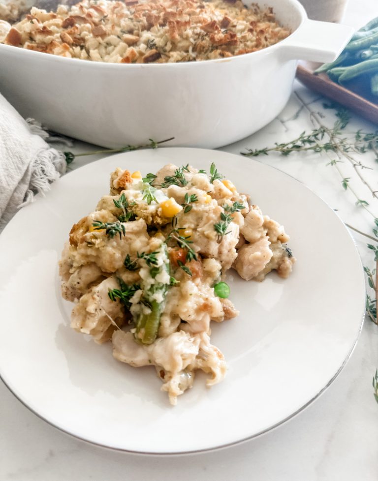 Lightened Up Chicken Stuffing Casserole - Pound Dropper