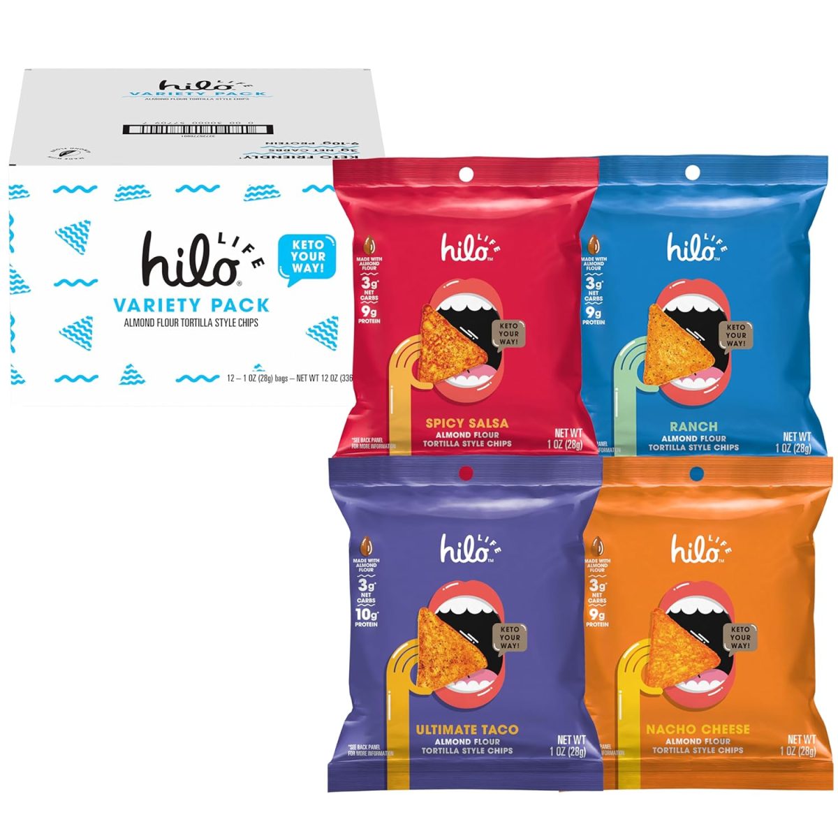 Hilo Life Low Carb Keto Friendly Tortilla Chip Snack Bags,