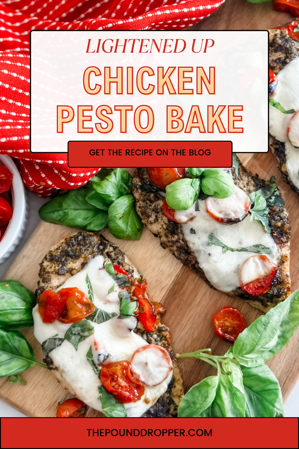 Lightened Up Pesto Chicken Bake via @pounddropper