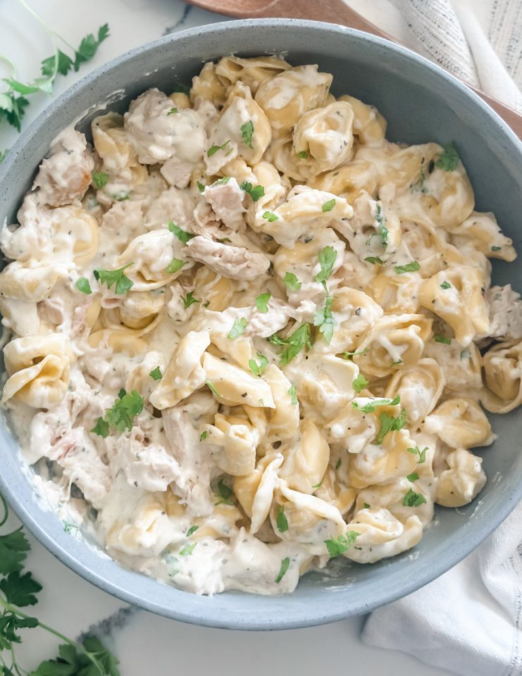 Lighter Chicken Tortellini Alfredo - Pound Dropper