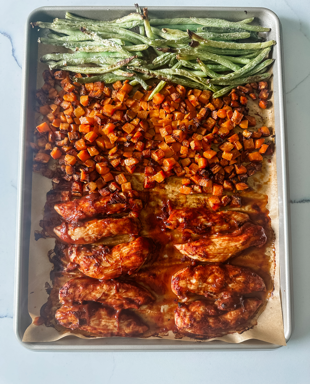 Sheet Pan BBQ Chicken With Veggies Pound Dropper