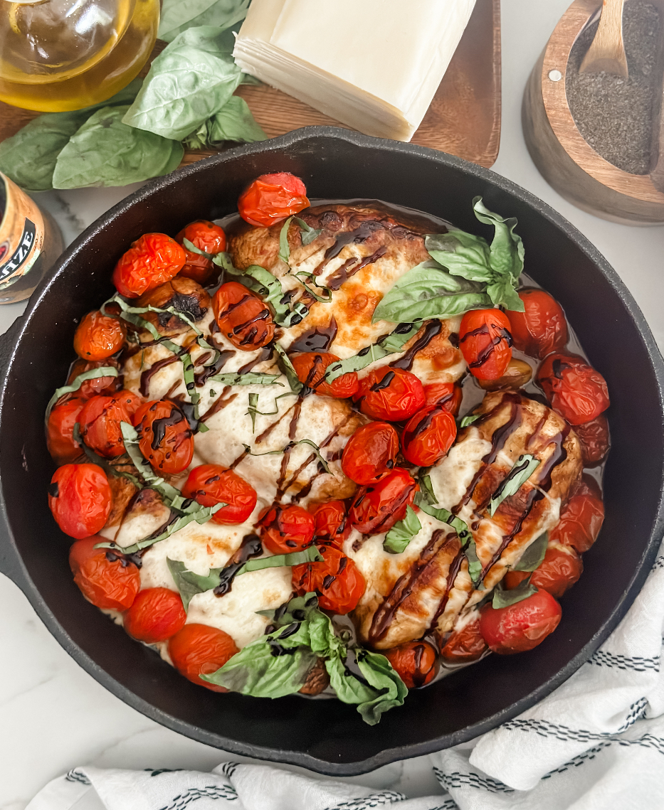 One Pan Caprese Chicken Pound Dropper