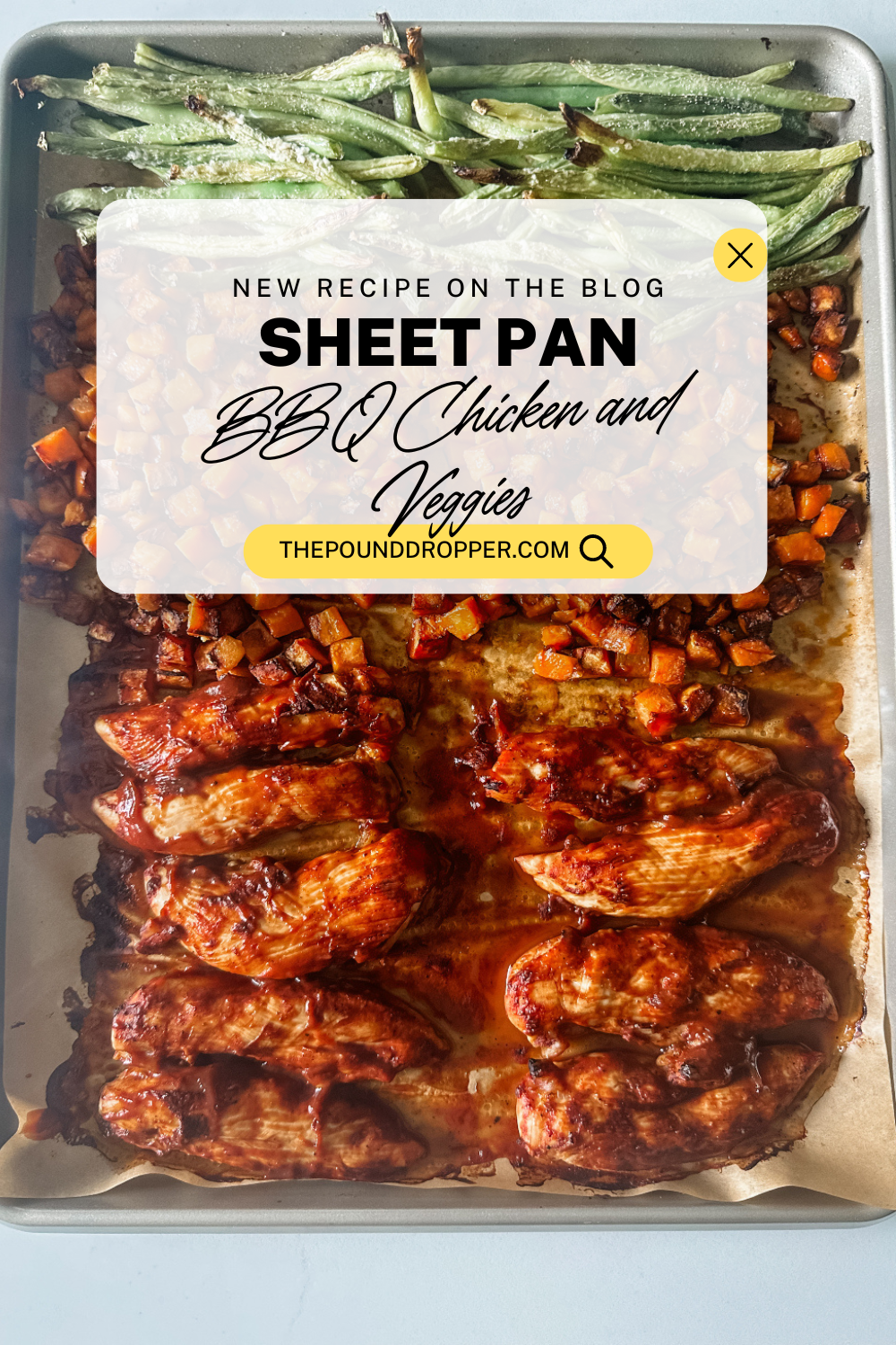 This Sheet Pan BBQ Chicken With Veggies is this week’s easy dinner winner! This Sheet Pan BBQ Chicken with Veggies is a quick and easy dinner! Juicy chicken smothered in a sugar free barbecue sauce, veggies, and roasted until everything is tender and golden brown! via @pounddropper