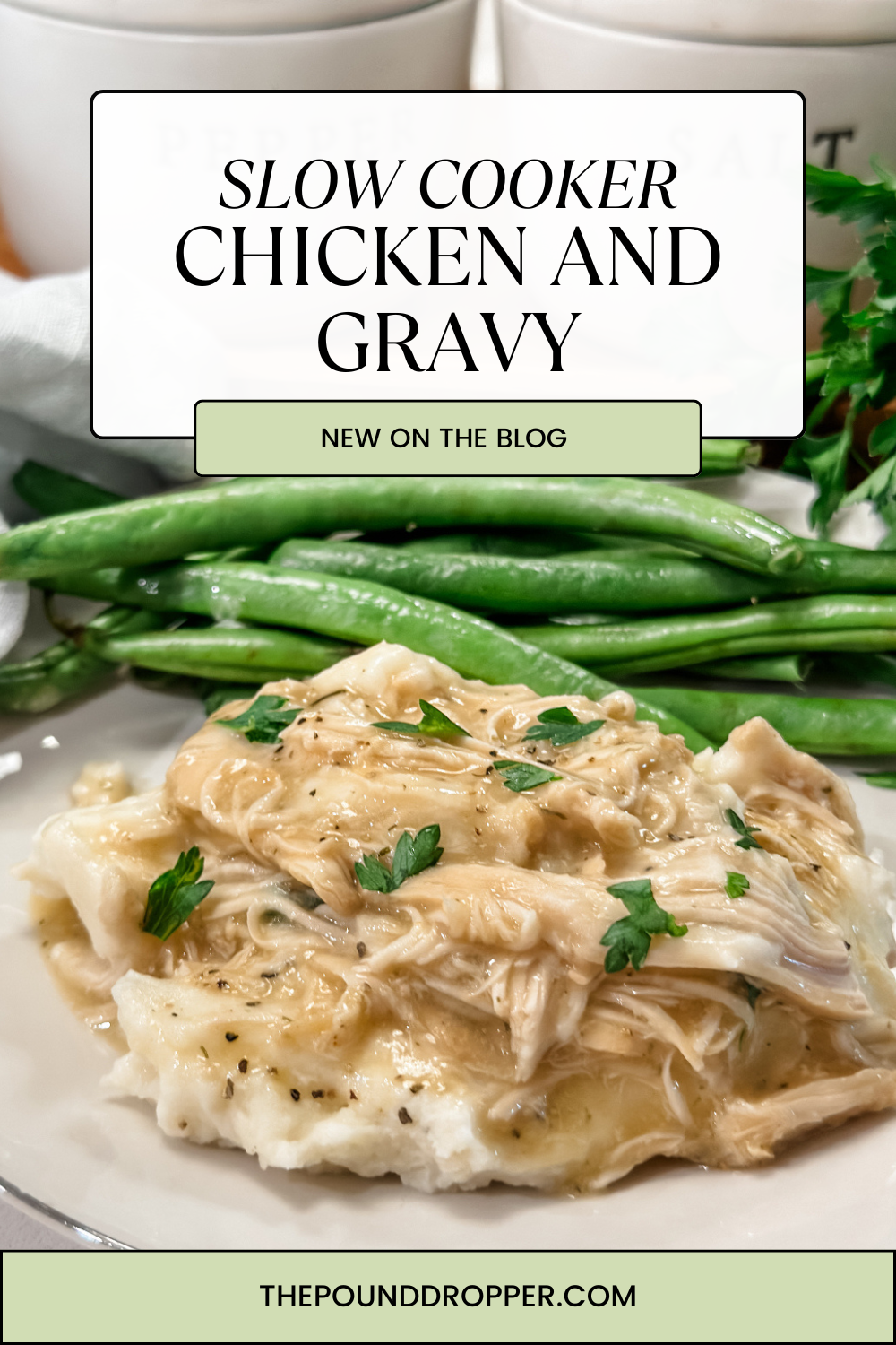 This Slow Cooker Chicken and Gravy is a classic, creamy, comforting dish that everyone loves! Simple to throw together-serve with mashed potatoes, egg noodles, rice, or even eat it as is!It's the ultimate comfort food! Shredded chicken smothered in a savory gravy mix- how can you ask for more? via @pounddropper