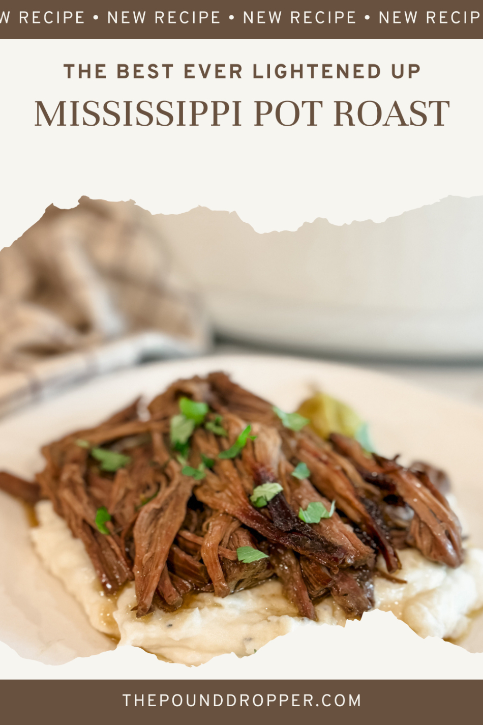 Mississippi Pot Roast is a tender crockpot recipe with 5 simple ingredients! Easy to throw together and a crowd pleasing meal that everyone will love! via @pounddropper