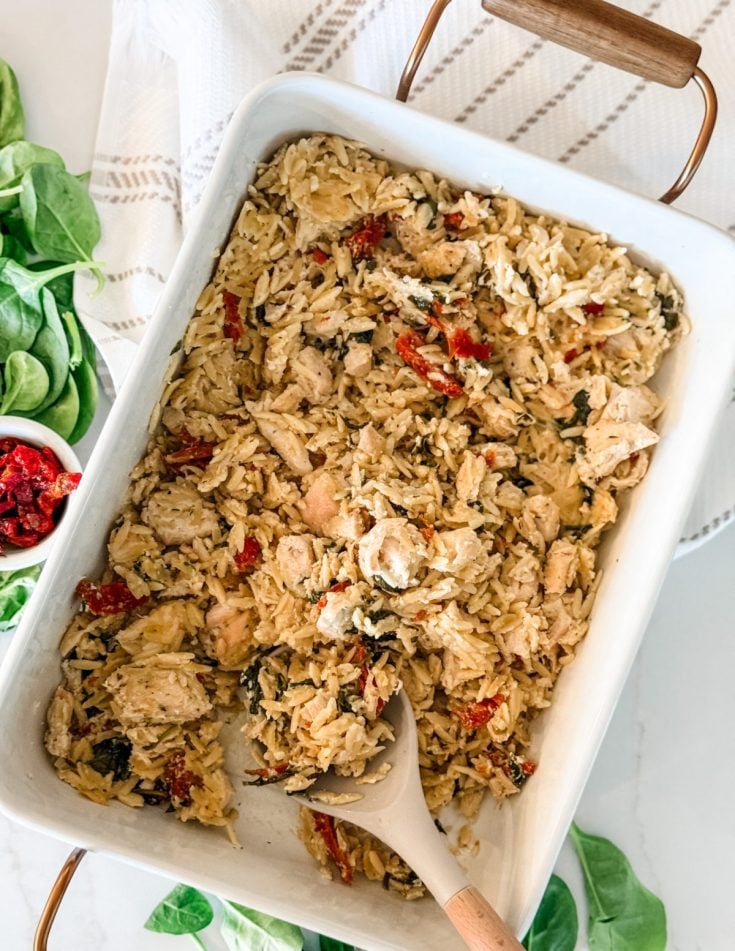 One Pot Orzo Tuscan Chicken Bake