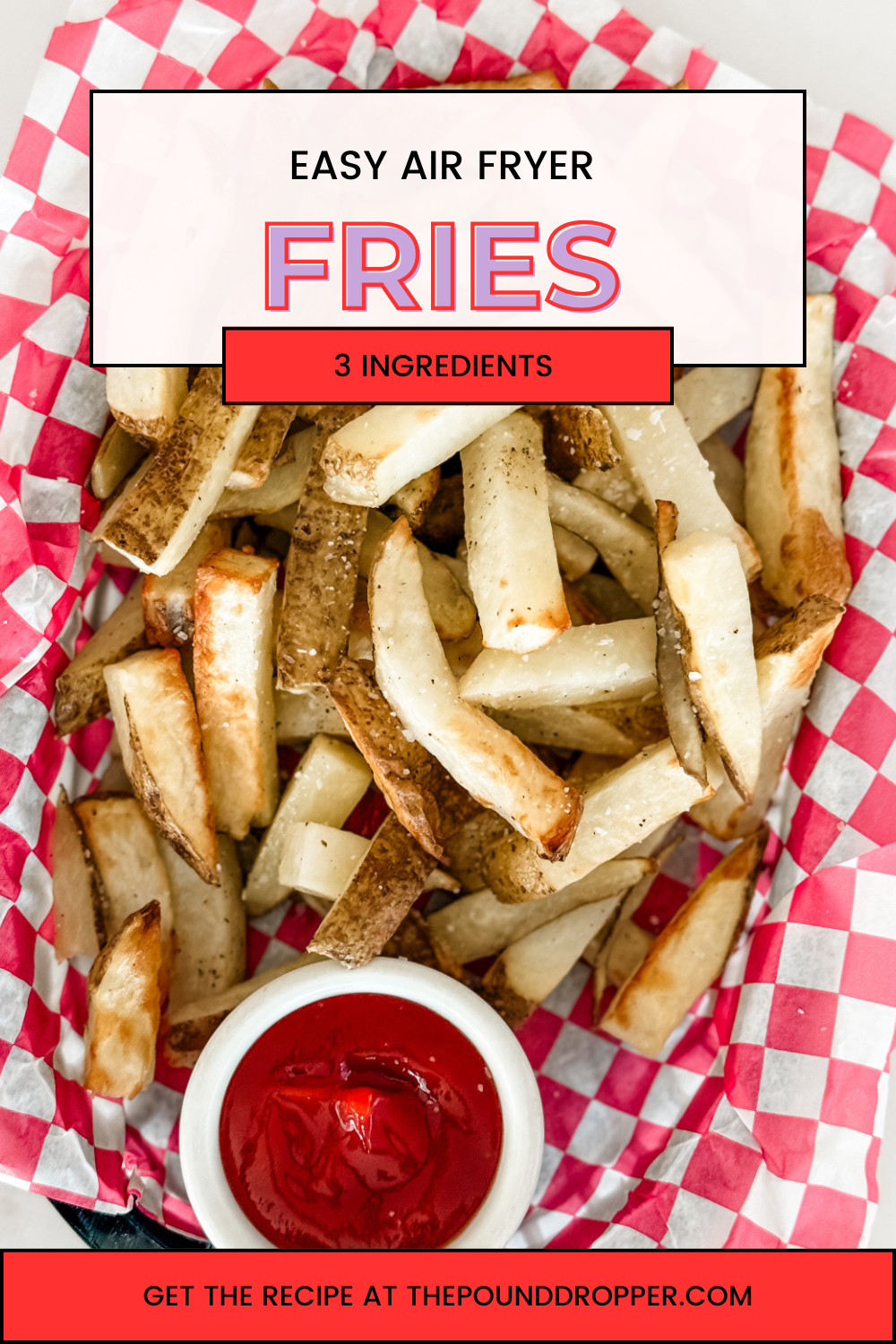 These Easy Air Fryer French Fries are salty, crispy, and super delicious! They are soft on the inside and crispy on the outside! A healthier version of the popular fast food side dish! via @pounddropper