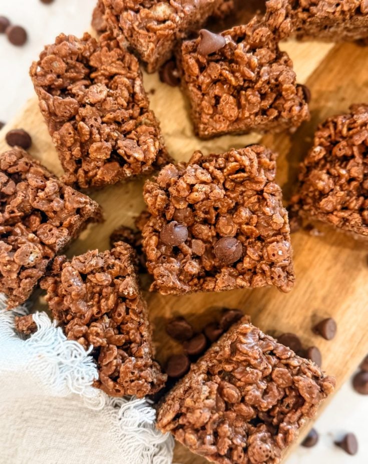Lightened Up Chocolate Peanut Butter Rice Krispy Treats