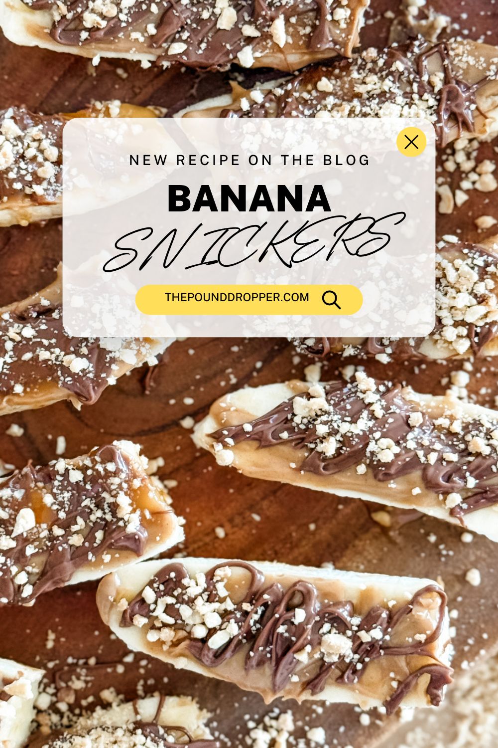 These Banana Snickers are the perfect sweet-salty combo! Banana slices drenched in with peanut butter, sugar free caramel sauce, salty peanuts then drizzled with melted sugar free chocolate!  via @pounddropper