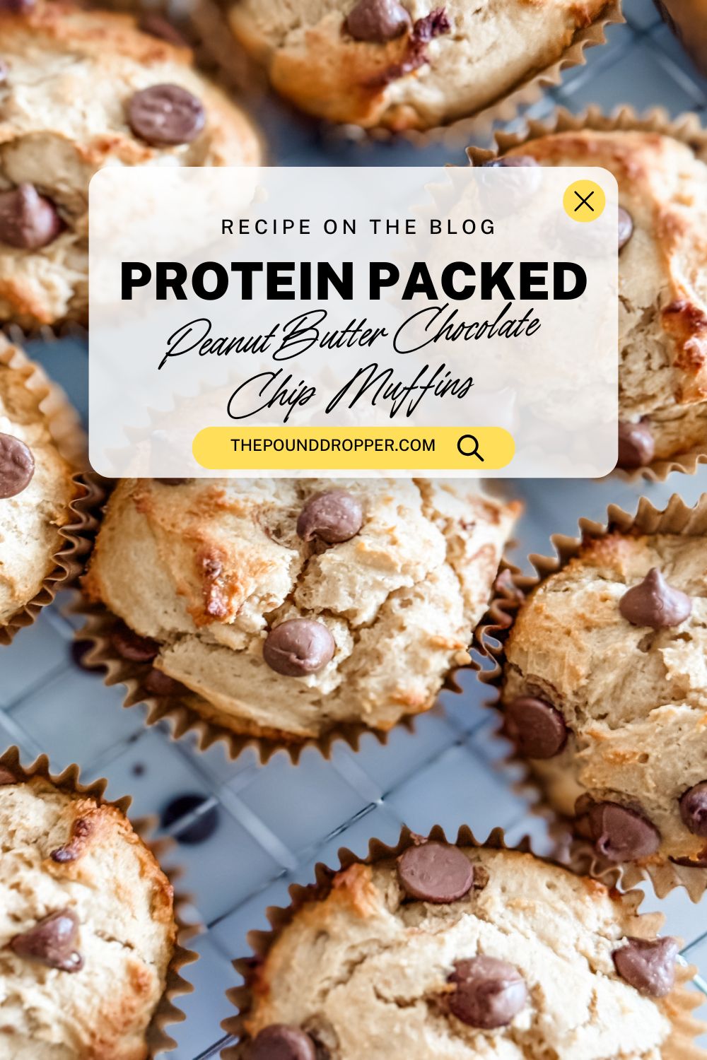 This Peanut Butter Chocolate Chip Muffin recipe is protein-packed and perfect for those who want to enjoy a guilt free snack or treat without added sugar! via @pounddropper