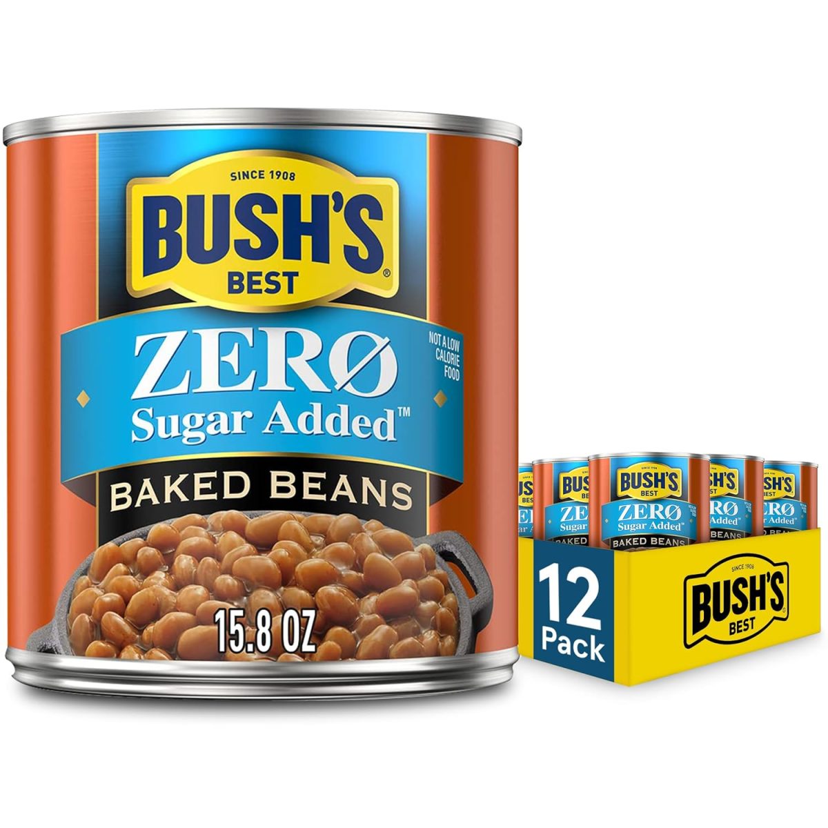 BUSH'S BEST 15.8 oz Canned Zero Sugar Baked Beans