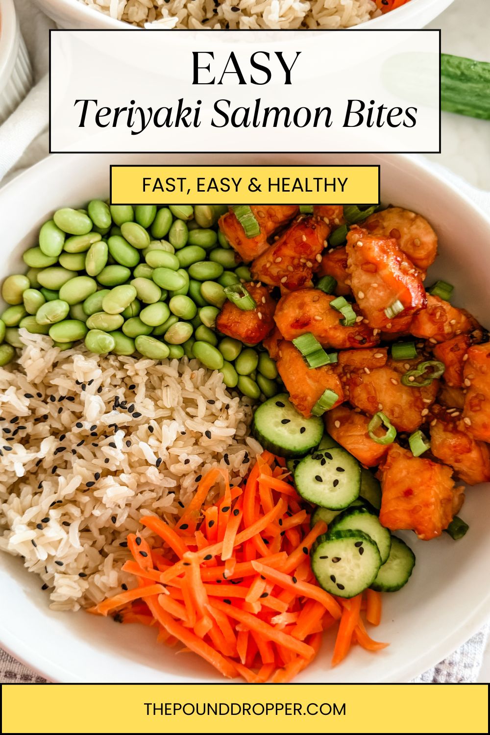 Easy Teriyaki Salmon Bites (Air Fryer or Oven) via @pounddropper