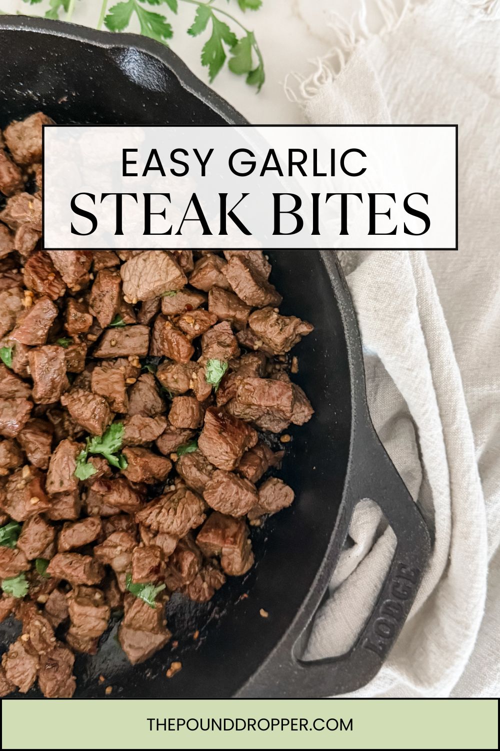 Easy Garlic Steak Bites via @pounddropper