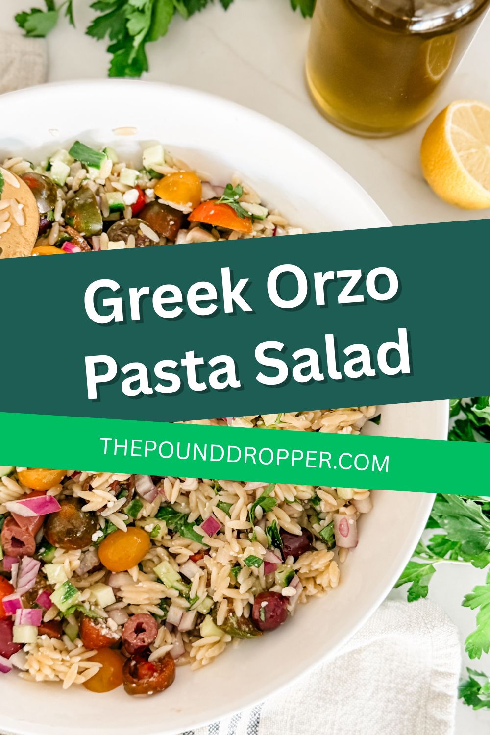 Greek Orzo Pasta Salad via @pounddropper